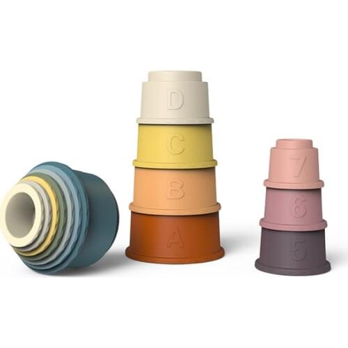 Childrens Early Education Silicone Building Block Baby Folding Music Pile Cup Biting Music kids Stacking Ring Game Toys