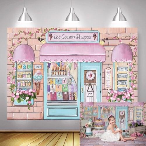 Ice Cream Shoppe Photography Backdrop Sweet Girl Birthday Artistic Background Newborn Baby Portrait Photocall Photo Studio Props