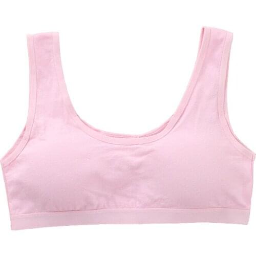 2Pc/lot Cotton Girl Underwear Bra Without Rim Development Bra Adolescent Chest Vest Kids Children Cotton Underwear Vest Top