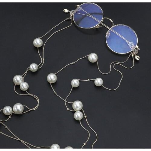 JGL0018 2020 new design fashion sweater chain glasses chain gold black pearl double layer glasses chain lady Handmade jewelry