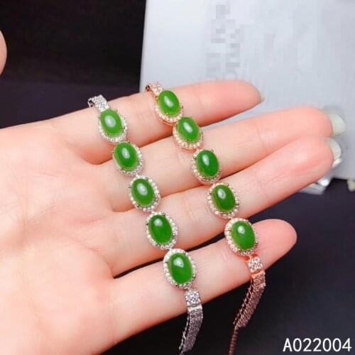 KJJEAXCMY Fine Jewelry 925 Sterling Silver inlaid Jasper women hand bracelet vintage support detection