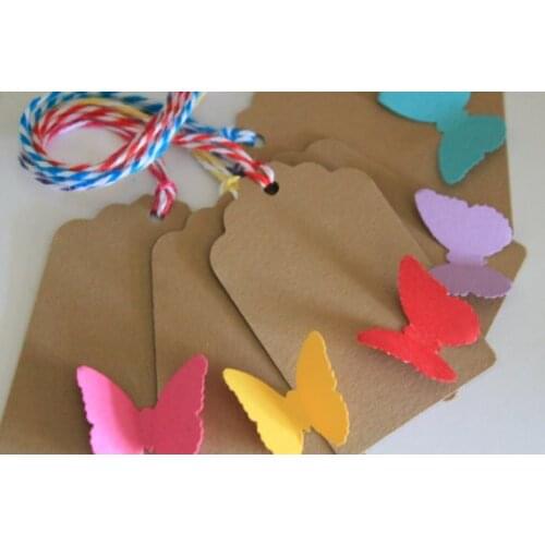 Beautiful 3D Butterfly favor tags Rustic wedding wish tree present tag bridal Birthday Blank Cards lable Scrapbook