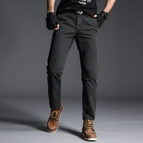 TIMESUNION Brand 100% cotton mens casual pants overalls cultivate ones morality type straight han edition black trousers