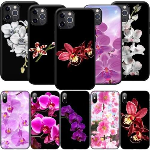 GX167 Orchid Flowers Silicone Soft Case for iPhone 12 Mini 11 Pro XS Max XR X 8 7 6 6S Plus 5 5S SE 2020