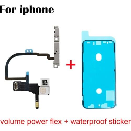 One set Volume or Power +Waterproof Sticker Replacement Parts On Off Button Flex With Metal For iPhone 6S 7 8 PLUS X XR XS MAX