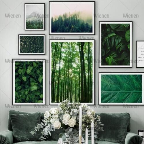 Green Forest Leaves Fog Mountain Quotes Wall Art Canvas Painting Nordic Posters And Prints Wall Pictures For Living Room Decor