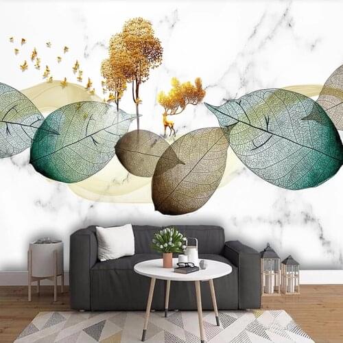 Custom Wall Cloth Modern Abstract Ink Painting leaves Wallpaper Living Room Bedroom Background Wall Covering 3D Home Deco Muralr