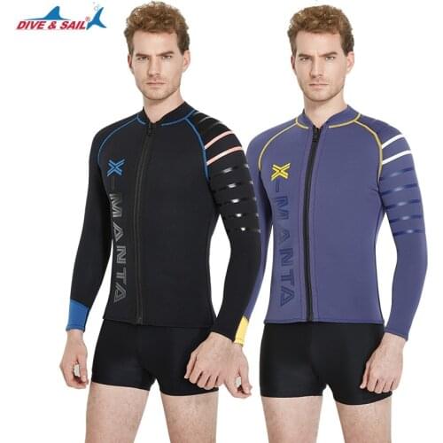 3MM Neoprene Long Sleeved Jumpsuit For Men Wetsuit Scuba Dive Jacket Wet Suit Top Winter Swim Warm Surf Upstream 1pcs