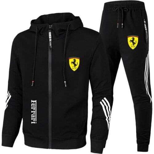 2021 New Mens Football Suit Zipper Hooded Jacket + Pants Two Sports Track Suits Mens Sportswear Brand Clothing Track Suits