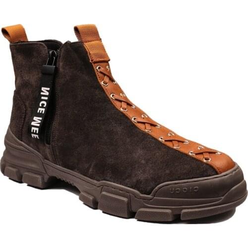 New luxury Mens casual shoes Bull suede ankle boots wear soft bottom hip-hop sneakers casual party gentlemens shoes