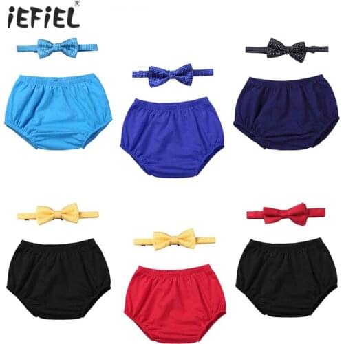 Infant Baby Boys Adorable Outfit First 1st Birthday Diaper Cover Bloomers with Bow Tie Photo Props Stylish Set SZ 12-18 Months