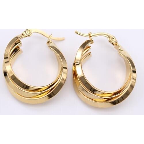 Office fashion accessories Smooth surface Twisted wire Hoop earrings Stainless steel material Safe without fading LH933