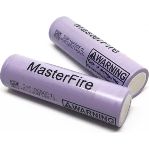 MasterFire 2pcs/lot Original INR18650 F1L 18650 3.6V 3350mAh lithium battery rechargeable batteries cell ximum 5A discharge
