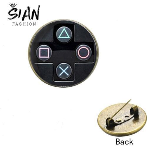SIAN Gamers Gamepad Popular Brooch Pins Video Game Controller Multiple Style Glass Cabochon Metal Badge Bag Backpack Accessories