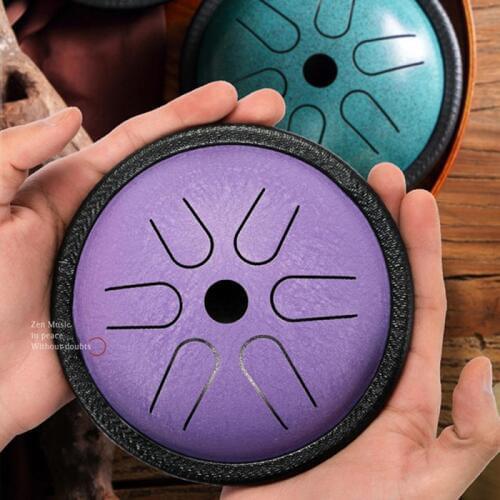 Portable Tongue Drum 5.5 Inch Steel Tongue Drum 6 Tune Hand Pan Drum Tank With Drumsticks Percussion Instruments Accessories New