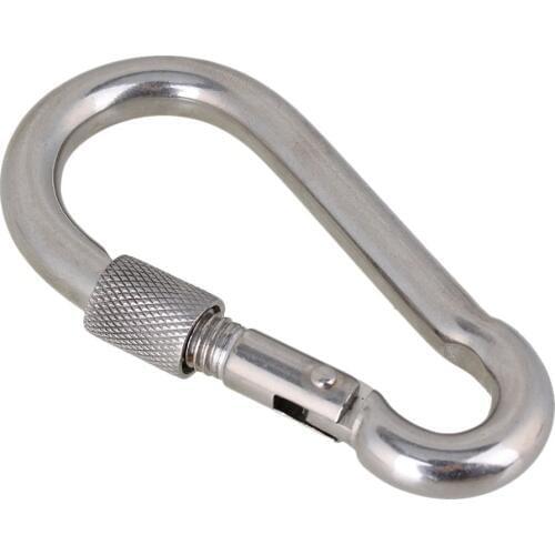 Spring Snap Hook Carabiner,Ideaker M10*100 Silver Stainless Steel 304 with Screw Lock