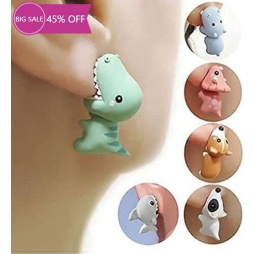 1 Pair Cute Animal Bite Earring Cartoon Soft Clay Animal Earrings Tyrannosaurus Bite Earrings Dinosaur Earrings Party Fun Gifts