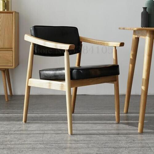 Nordic solid wood Shumet Japanese white oak dining chair meeting leisure computer designer chair Korean study chair