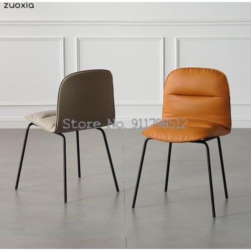 Modern minimalist dining chair leather art backrest nordic light luxury minimalist home restaurant hotel desk dressing table cha