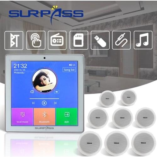 Smart Home Audio Wall Amplifier Bluetooth Fm Radio HiFi Stereo Music Player Board White Roof Ceiling Speaker Home Theater System
