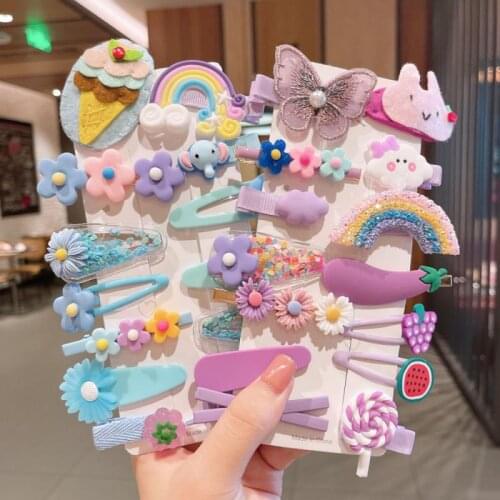 14pcs Cute Cartoon Hairpin Children Gift Girls Kids Hair Clips Pins Accessories Barrettes Ornaments Hairclip Princess Headwear