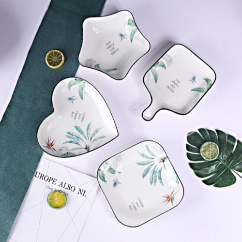 Green-planted green porcelain plate home tableware net red ins wind small fresh square round shape creative combination plate