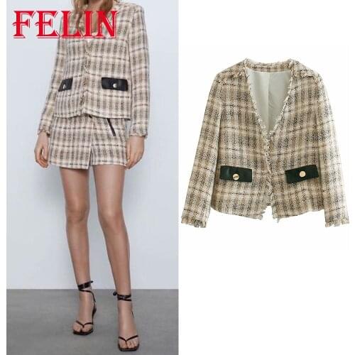 Za 2021 Chic Women Khaki Blazer Fashion Autumn Vintage Coat Long Sleeve Suit Jackets Office Lady Stylish Elegant Outwear Tops