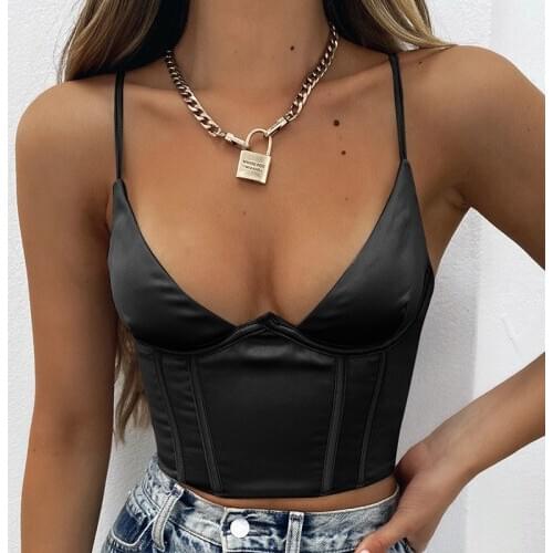 SEASONS Sexy Backless Crop Tops Women Fashion Spaghetti Strap Skinny Chest Top 2021 Summer Deep V Camis Female Club ASVE82592