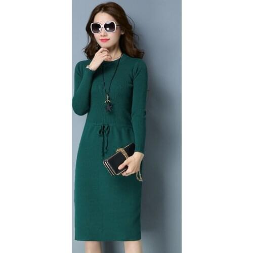 New Fashion 2020 Autumn Winter Women Long Sweater Dress Pullovers Warm Knitted Sweaters Pullover Dresses Lady
