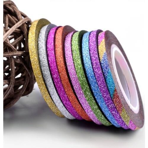 1 Pcs 12color Glitter Nail Stripin Nail Polish Silver Transparent Purple Rose Gold Color Nail Polish Nail Decoration Tool