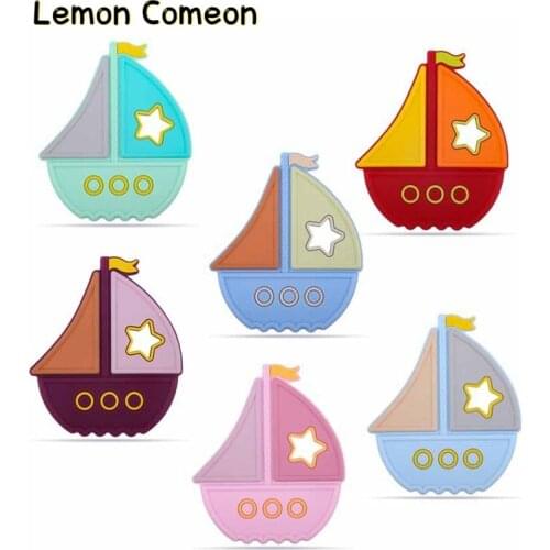 1Pc Silicone Teether Colorful Sailboat BPA Free Food Grade Silicone Pandents DIY Nursing Accessories Baby Teether Molar Toys