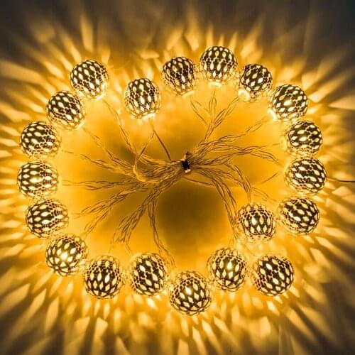 10/20 Solar LED String Light Hollow Moroccan Ball Fairy Light Solar Power Holiday Outdoor Party Decoration Patio Hanging Lamp