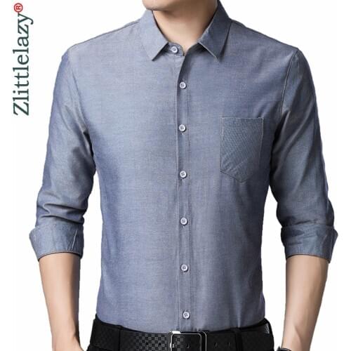 2020 Brand Long Sleeve Men Social Shirt Spring Pocket Casual Striped Shirts Dress Mens Slim Regular Fit Clothes Fashions 0026