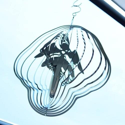 3D Stainless Steel Stereo Rotary Wind Chime Wind Spinner Hanging Ornaments Rotating Angel Metal Pendant Garden Decorations