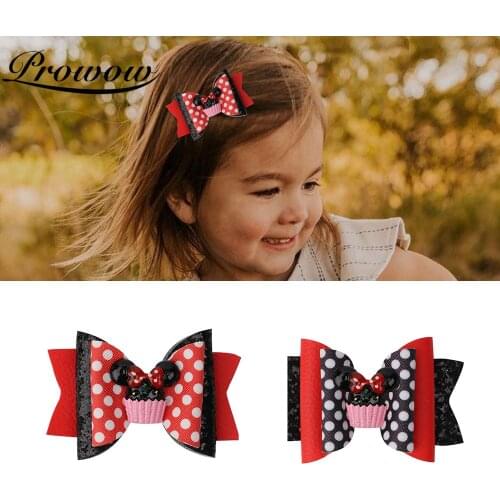 ABDO Children Girls Hairpins 3inches Cute Cartoon Minnie Ear Bow Girl Hair Accessories 1pcs Kids Hair Clip Girl Barrett Headwear