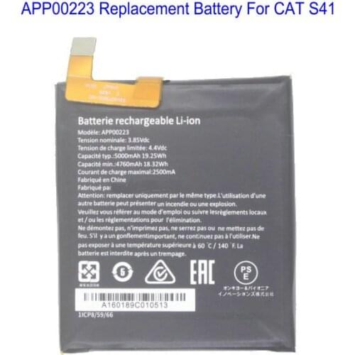 1x 5000mAh APP00223 For CAT S41 Battery APP00223 Mobile Phone Replacement Batteria Batterie For CAT S41