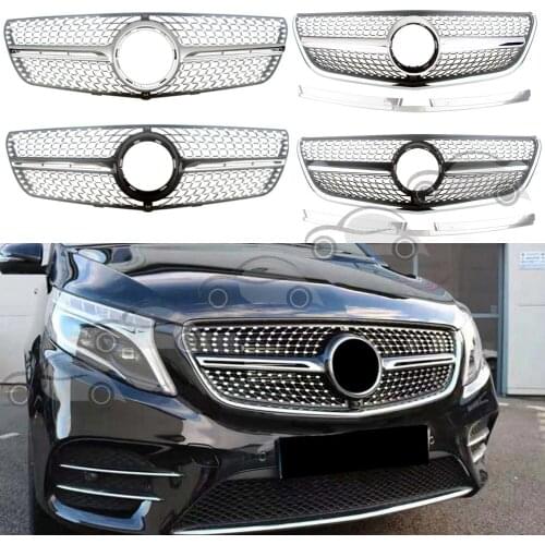 Car Front Racing Billet Bumper Grille Upper Facelift Grill For Mercedez-Benz W447 Vito 2016-2019 Diamond
