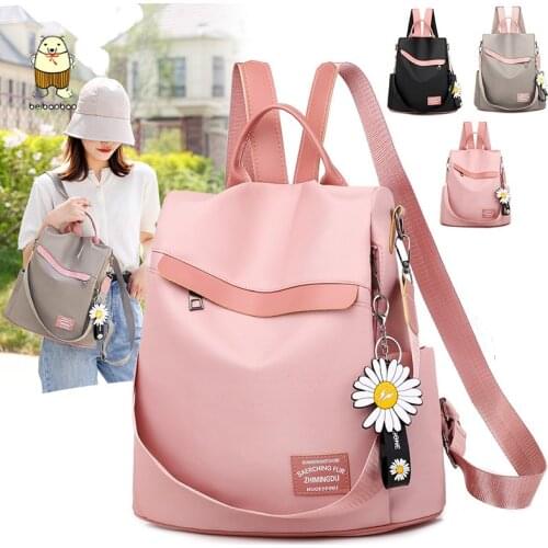 Beibaobao 2021 Women Large Capacity School Bags Mochila High Quality Leather Women Backpack Anti-theft Travel Backpack