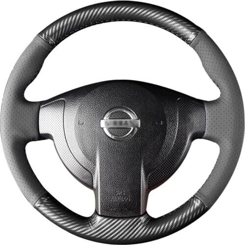 3D Carbon Fiber&Black Hole Leather Steering Wheel Hand Sewing Wrap Cover Fit For Nissan Qashqai 08-15 NV200 10-13 X-Trail 08-12