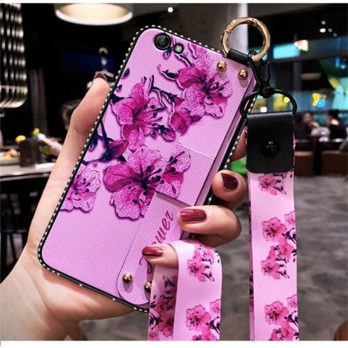 Bling Diamond Beautiful Flower Wrist Band Case Cover With Hand Neck Straps For iPhone 12 Mini 11 Pro Max XS Max XR 8 7 6 6S Plus
