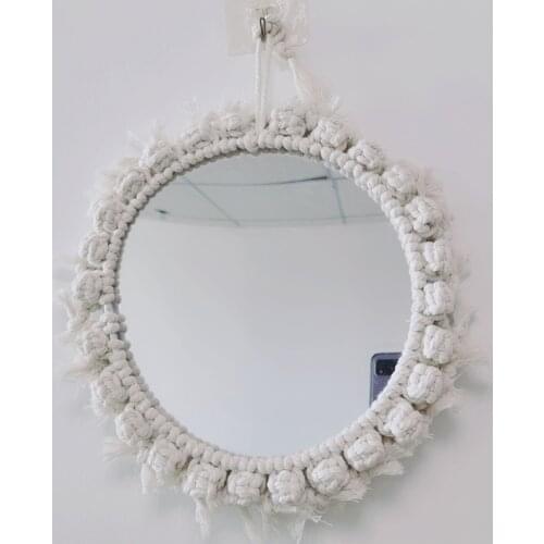 Home Decor Macrame Mirror Handmade Tapestry Makeup Mirror Compact Bohemia Decoration Home Bedroom Decorative Mirrors Wall Mirror
