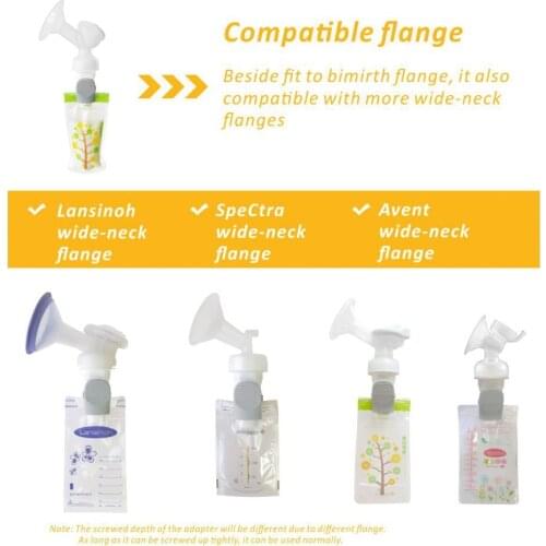 Electric Breast Pump Accessory Bimirth Breastmilk Storage Bag Adapter Replacement for Lansinoh S1/S2 Wide-Neck Breast Pump
