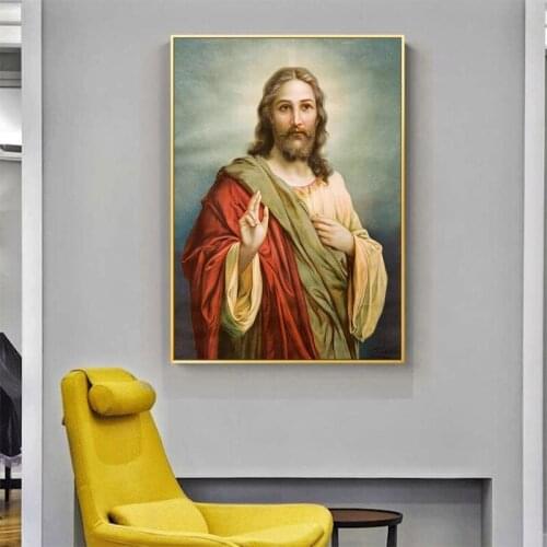 Jesus Christ Art Portrait Posters and Prints Wall Art Canvas Painting Pictures for Living Room Decor No Frame