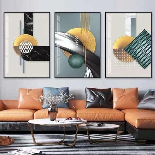 Modern Living Room Decoration Painting Light Luxury Atmosphere Abstract Hanging Painting Nordic Style Triptych