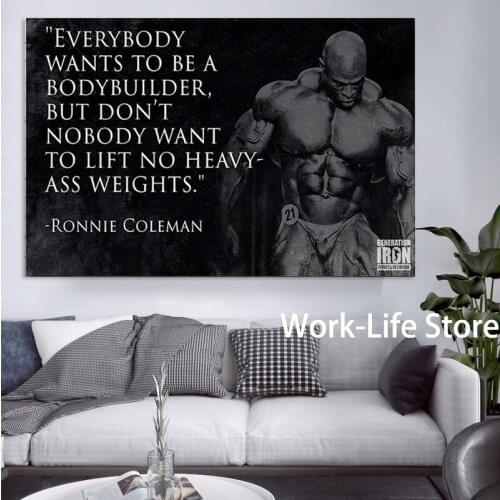RONNIE COLEMAN Bodybuilding Canvas Painting Posters and Prints Wall Art Motivational Quote Picture for Living Room Decor Cuadros