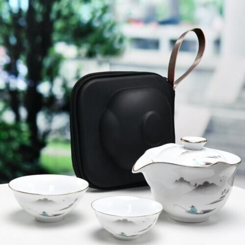 Ceramic teapot gaiwan tea cup porcelain gaiwan tea sets portable travel tea sets drinkware