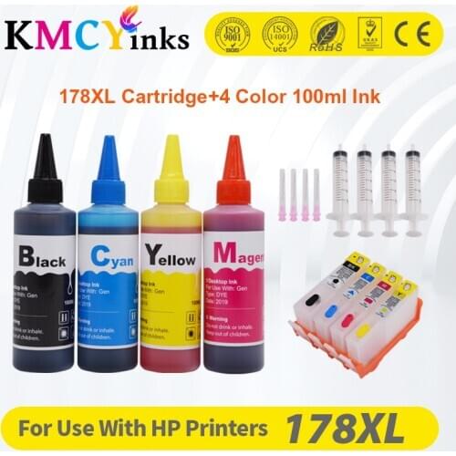KMCYinks Refillable HP178 ink Cartridge + chip and 400ml ink for HP 178 Photosmart 5510 5520 6510 6520 B8553 B109a B109n B110a