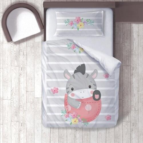 Duvet Cover Set Bedding Set Pillow Case for Baby and Kids Room 3D Printed Gray Flowers Pattern 195