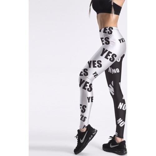 Leggings Hot Womens White&Black sweatpants Letter Yes&No Simple Styles Fashion Lady skinny printed stretch Leggings