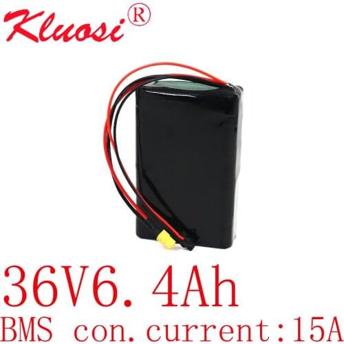 KLUOSI 10S2P 36V 6.4Ah 6Ah 450W18650 Lithium Battery Pack with 15A BMS for Electric Scooter Skateboard Ebike Electric Bicycle